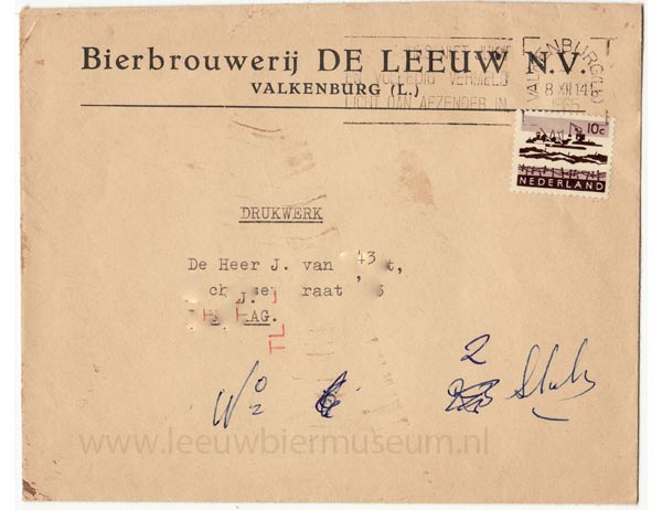 Envelop 1965 Leeuw bier